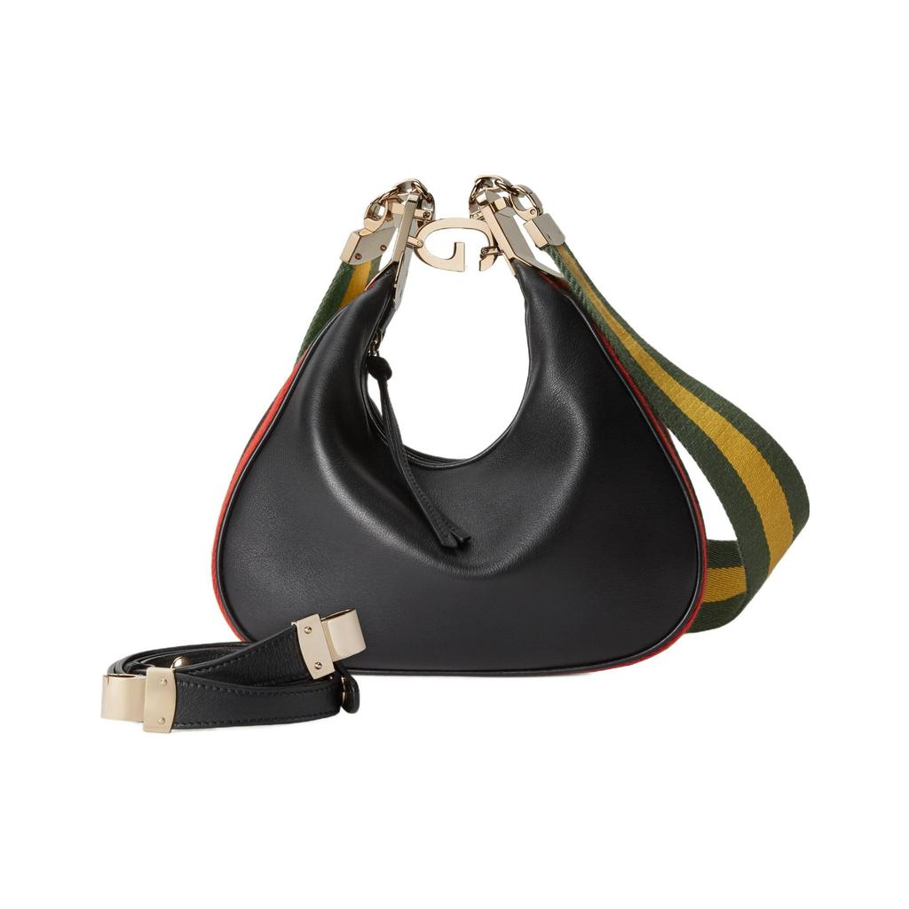 Gucci Attache Removable Web Shoulder Strap Leather Crossbody Bag Women Bags Black 699409-UXWBG-1037
