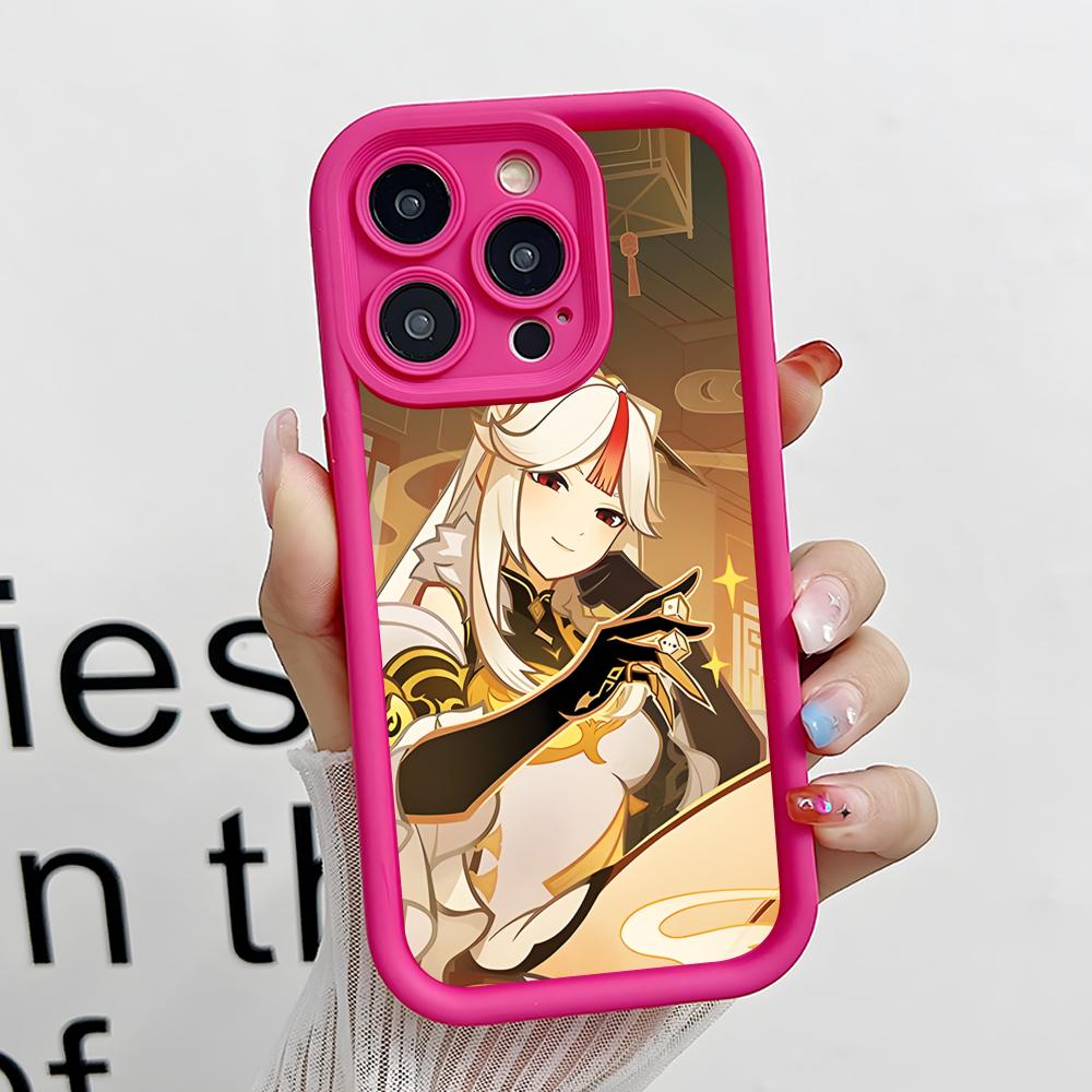 Game GI Ningguang Thicken TPU Mobile Phone Case for iPhone 17 16 15 14 13 12 11 Air Pro Max Plus Colorful Cover