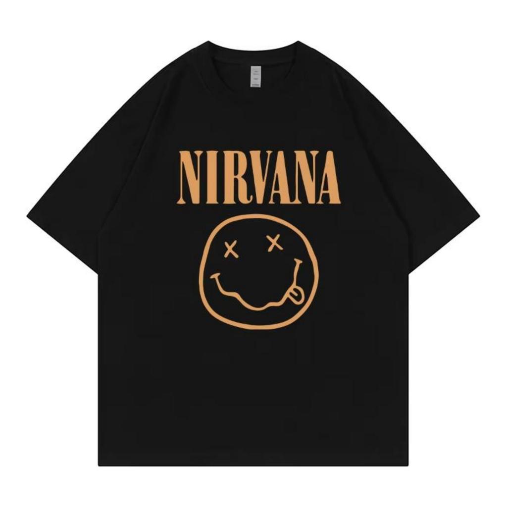 Классическая ретро футболка группы Nirvana мужская с коротким рукавом летняя в панк-стиле однотонная свободного кроя повседневная дышащая футболка