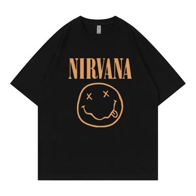 Классическая ретро футболка группы Nirvana мужская с коротким рукавом летняя в панк-стиле однотонная свободного кроя повседневная дышащая футболка