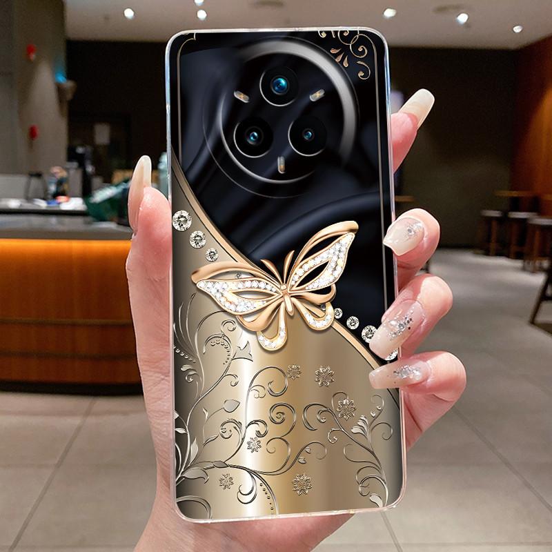 Чехол для Realme 14 Pro Plus 5G Роскошный Цветочный Мягкий Тонкий ТПУ Корпус Телефона Для Realme 14 Pro 14Pro+ Funda Прозрачные Задние Крышки