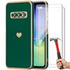 Case for Samsung Galaxy S10e - Shockproof - Night Green - Love Heart Pattern - 2 Tempered Glasses