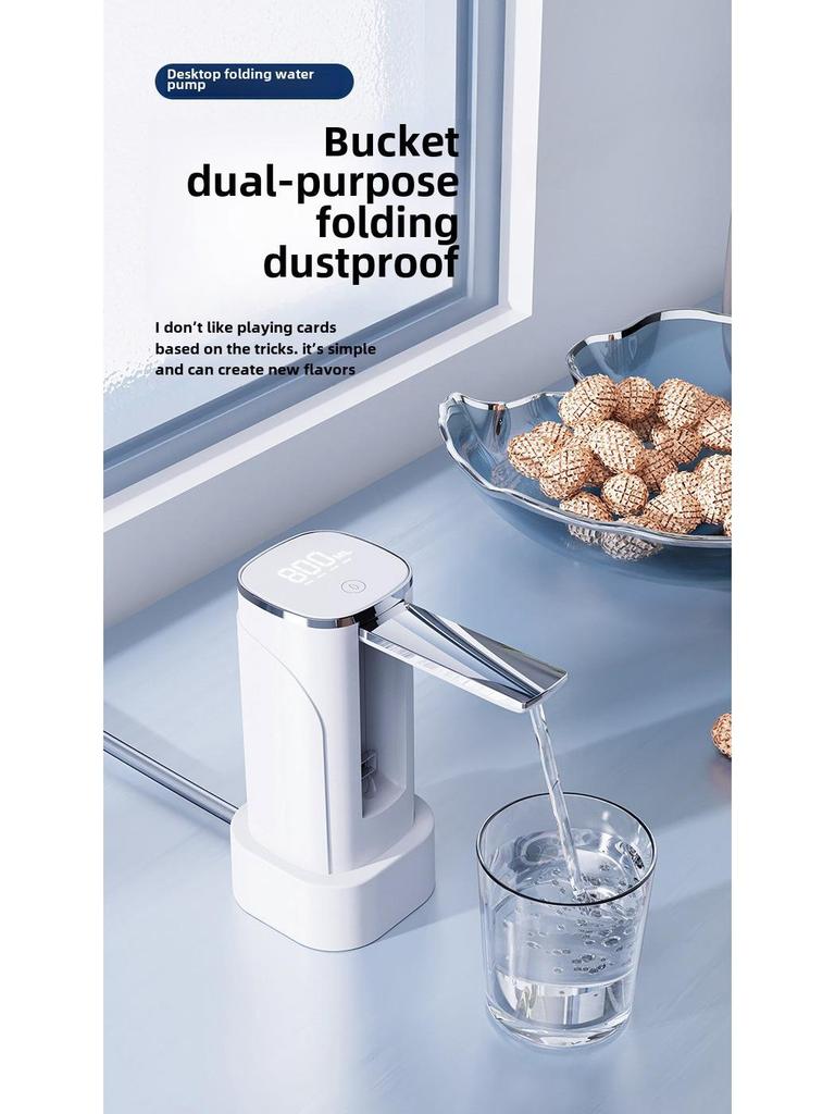 Foldable Electric Water Dispenser: Dual-Purpose Automatic Pump for Table & Bucket.