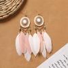 Bohemian Feather Earrings White Long Vintage Personality Tassel Women's Holiday Earrings
