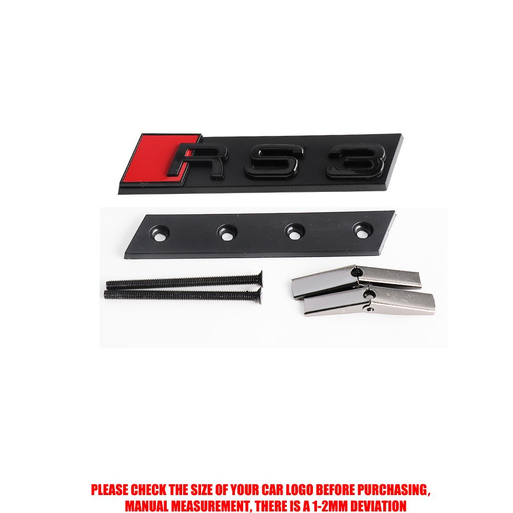 3D RS3 RS4 RS5 RS6 RS7 RS8 Badge Car Front Grille Emblem Auto Accessories For qaz22 Sline Quattro RS S TT A1 A2 A3 A4 A5 A6 A7 A8