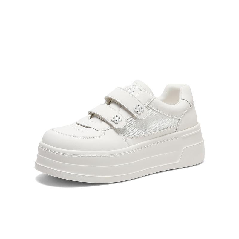 Senda Mesh Shoes Women's 2026 Summer New Thick Sole Breathable Casual White Shoes