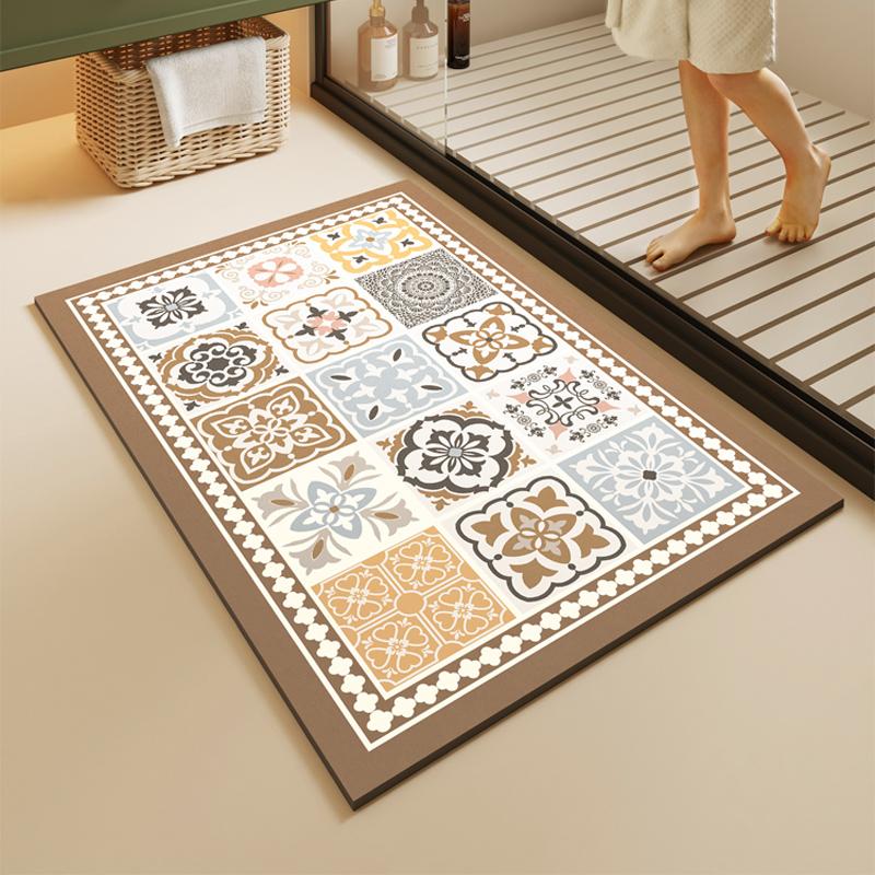 Diotomite Bathroom Bath Mat Super Absorbent Foot Mats Non-Slip Quick Dry Shower Carpet Toilet Rug Doormat Washable