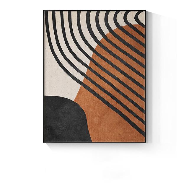 Scandinavian Abstract Color Poster Blocks and Black Lines Canvas Painting Nordic Wall Art Decoration Picture Home Design Decor