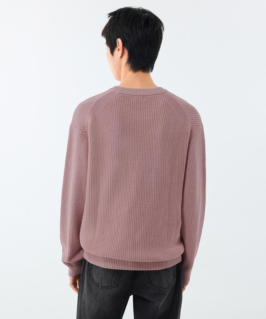 MUSINSA STANDARD Cotton Ribbed Crew Neck Knit [Desert Pink]