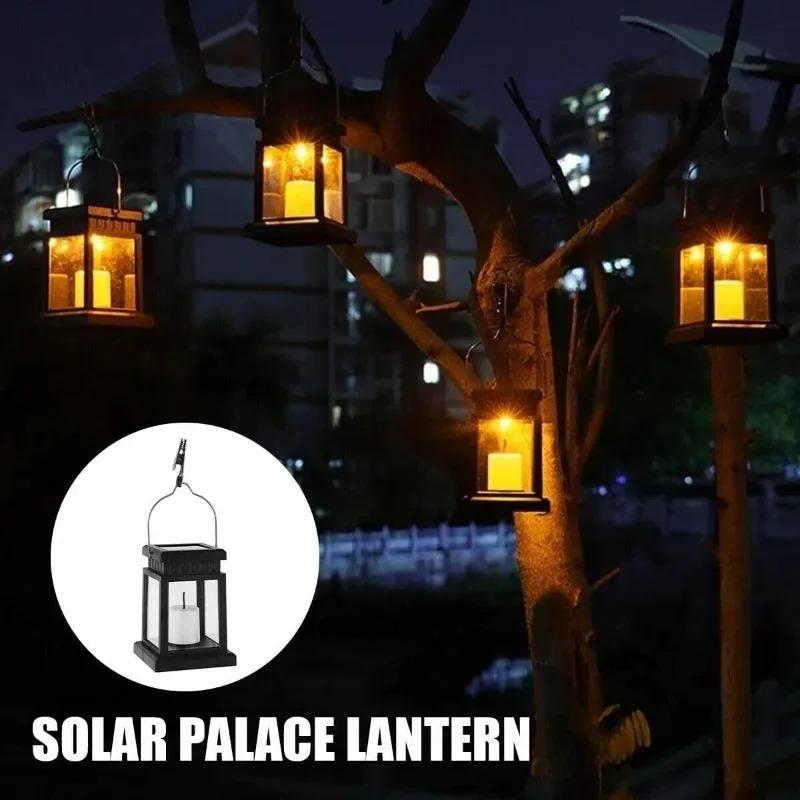 Outdoor Solar Garden Lights Retro Palace Lantern Hanging Candle Lamps Landscape Lighting Floor Solar Lights for Garden Decor