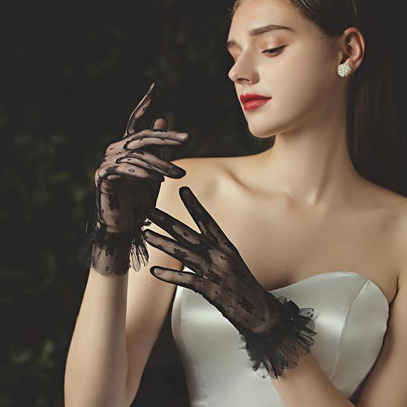 1 пара аксессуаров для платья, универсальное кружевное элегантное сетчатое свадебное украшение, свадебные перчатки, тонкое стильное украшение в виде банта