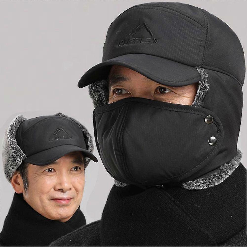 Thickened Windproof Thermal Trapper Hat with Ear Flaps, Full Face Warmer Cover Warm Snow Hat Russian Ushanka Dad Cap Headwear