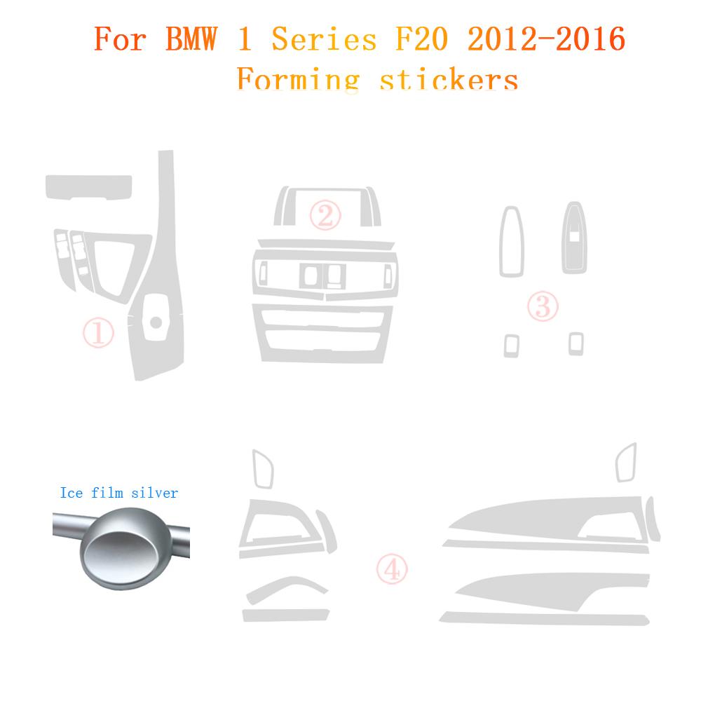For BMW 1 Series F20 2012-2016 Interior Central Control Panel Door Handle 5D Carbon Fiber Stickers Decals Car styling Accessorie