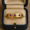 Purple Amethyst Karma Band, Yellow Gold Plated Silver, Engagement Gift for Her, Personalized Anniversary Jewelry