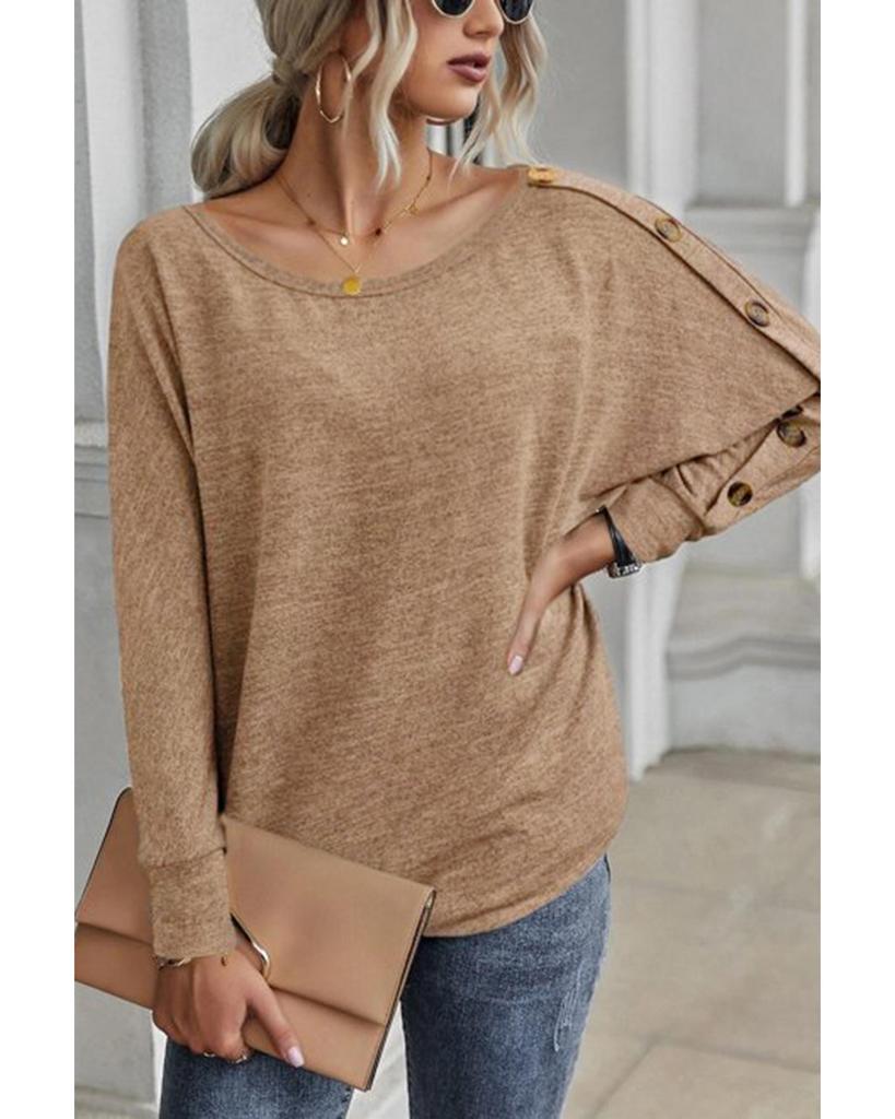 Azura Exchange Button Decor Dolman Sleeve Top