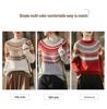 Women's Korean Style Fair Isle Wool Sweater - Loose Fit, Seamless Round Neck Jacquard Knitwear