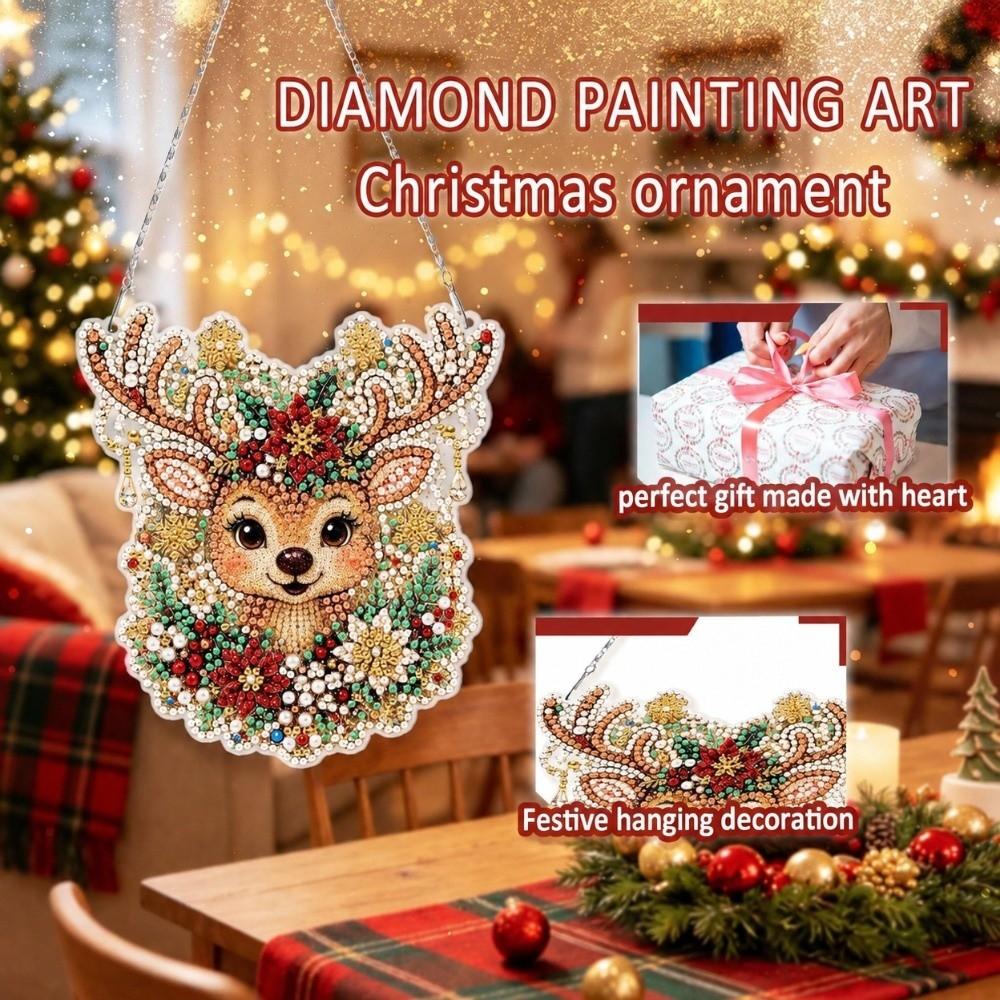 DIY Acrylic Xmas Pendant 2D Flat Diamond Painting Hanging Ornament Holiday Ornament