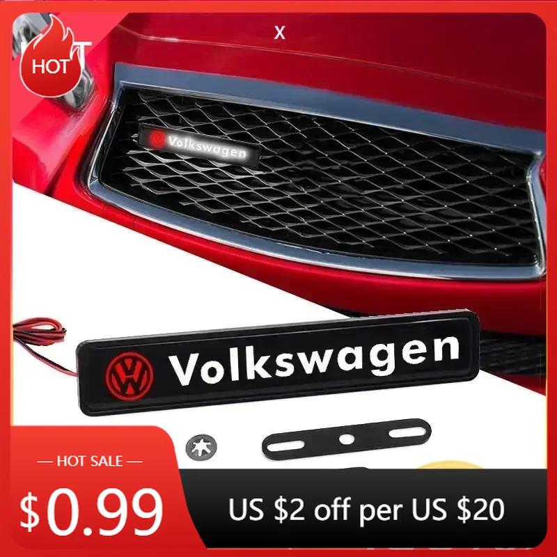 New Car LED Front Hood Grille Emblem Badge Decorative Light For Volkswagen GOLF Polo Tiguan VW TOURAN CADDY PASSAT Car Acce