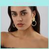 Trendy Fashionable Geometric Hollow Pendant Earrings Chic Alloy Gold Jewelry