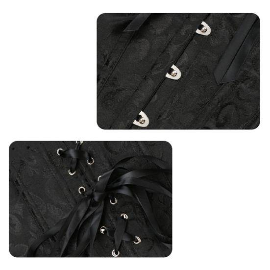 Palace Style Women Underbust Corset Adjustable Back Strap Floral Bustier Jacquard Design Body Shaping Girdle Cosplay Party Streetwear