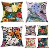 Home Living Room Sofa Bedroom Decorative Waist Pillow Cover Retro Floral Tropical Plant Print Pattern Cushion Cover
