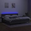 Box Spring Bed with Mattress & LED Dark Gray 200x200 cm Fabric