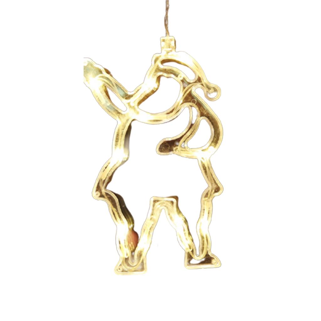 1Pcs Christmas LED String Light Sucker Christmas Tree Pendant Window Ornaments Snowflake Santa Bells Fawn Pentagram