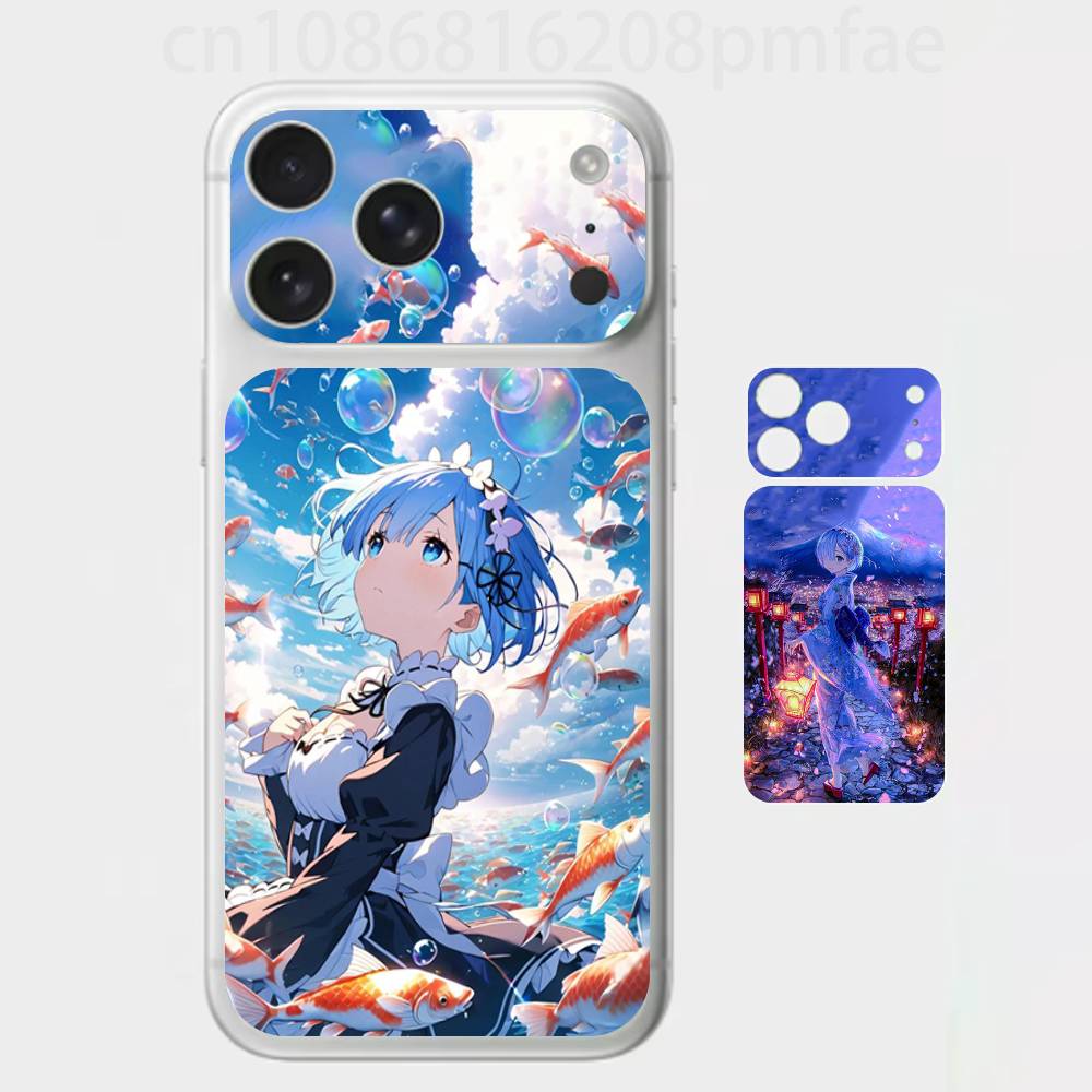 Япония Аниме ReZERO 3D Наклейка-Скин на весь корпус для iPhone 17/Pro/Pro Max Цветная Задняя Защитная Наклейка