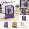 Square Desktop USB Rechargeable Fan with Three Speed Settings Portable Table Fan for Indoor Outdoor Camping and Wall Mount Use