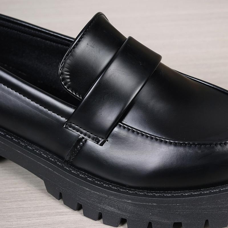 British Style Platform Loafers Women Plus Size Round Toe Single Shoes Woman Thick Bottom Pu Leather Shoes
