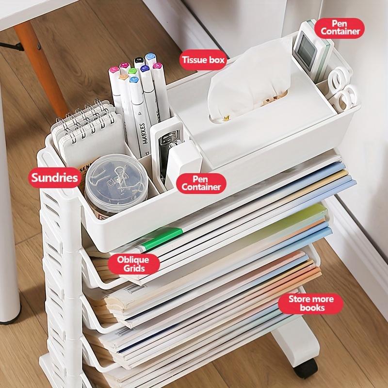 Bookshelf Shelf Movable Desk Side Bookshelf Floor Desk Small Cart Book Storage Shelf Office Study Supplies Storage Rack