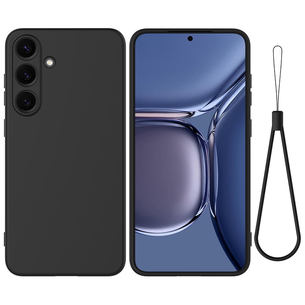 For Samsung Galaxy S25 FE Liquid Silicone Case Phone Back Cover with Hand Strap