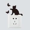 Cartoon Kitten and Butterfly Light Switch Stickers Whimsical Wall Decals for Living Room and Hallway Home Decor