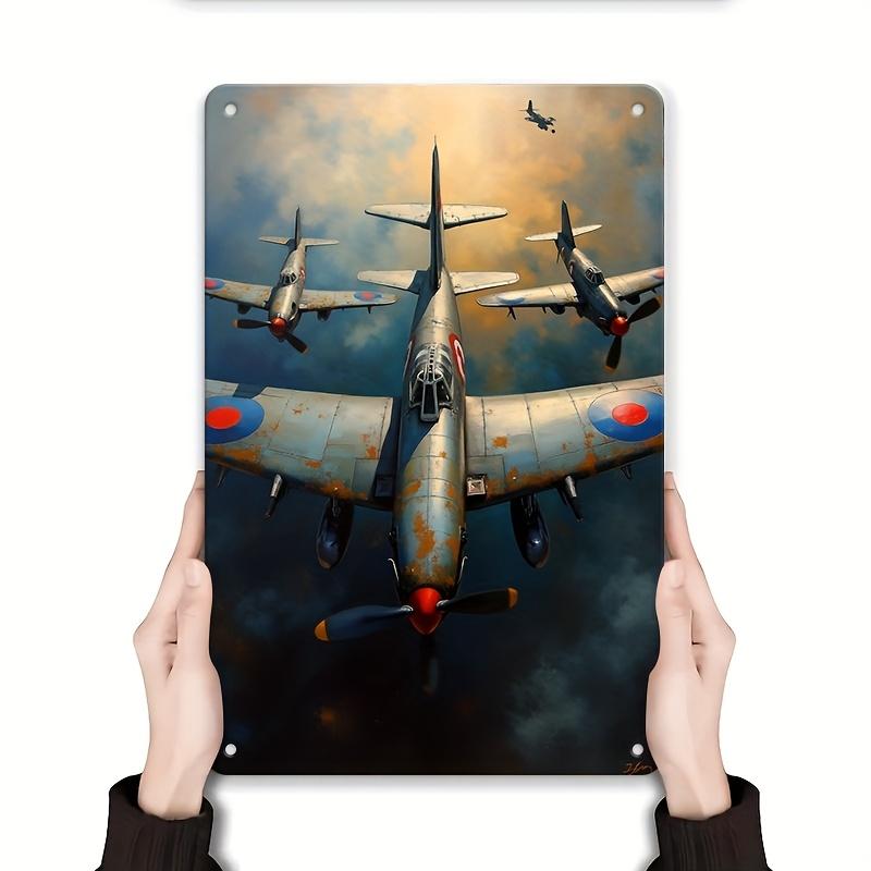 Прямоугольная Железная Табличка с Темой Винтажного Истребителя Hawker Hurricane Самолет Королевских ВВС ВОВ Металлический Декор Табличка Костюм