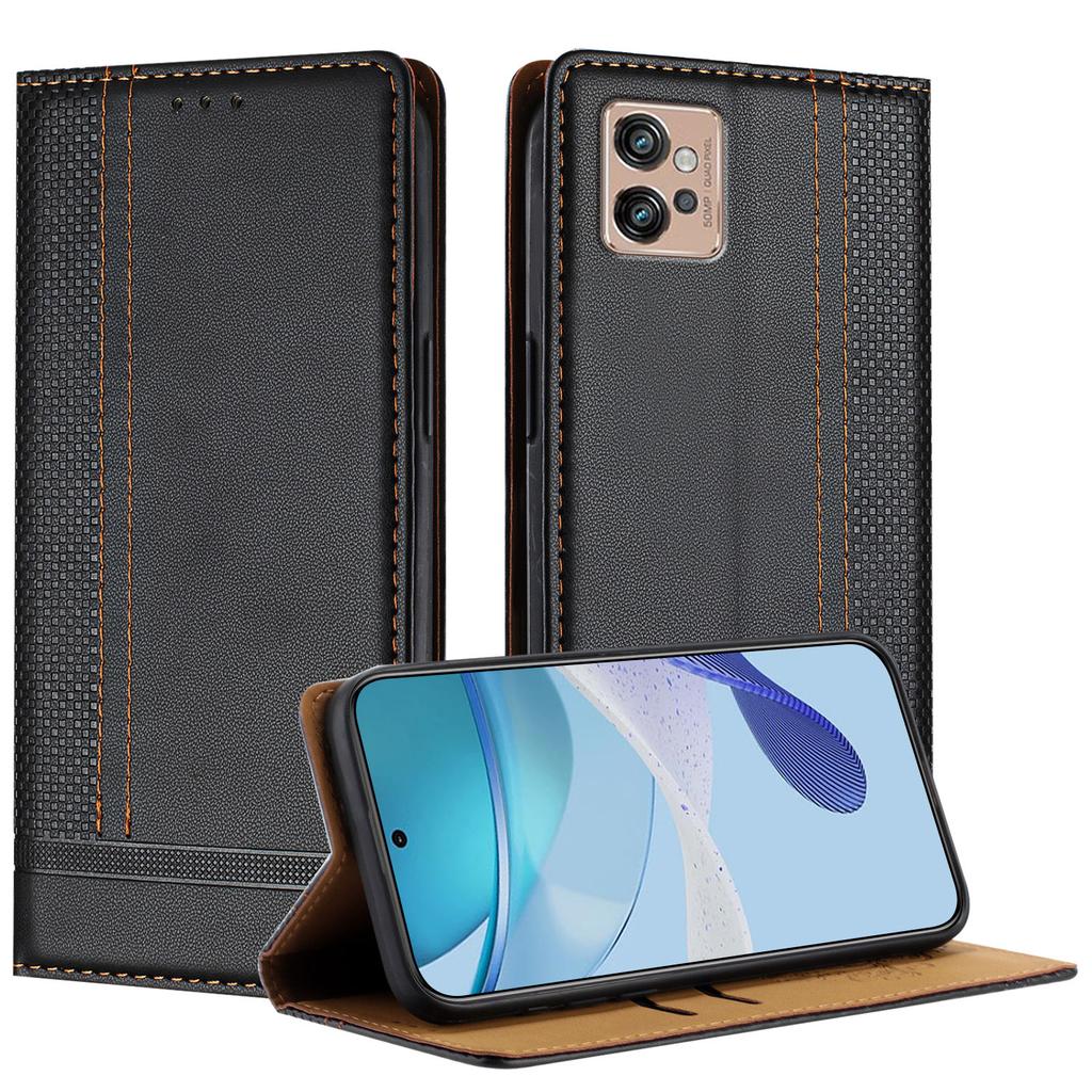 Кожаный чехол-книжка с тиснением личи для Motorola Series,Moto G60,G10,G20,G30,E7 Power,G Play,G Pure,G31,G41,G51,E20,E30,E40,G34,G24,Edge 40 Neo...