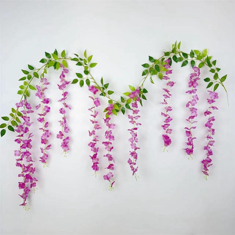 Полоски с имитацией цветка глицинии, искусственные полоски из ротанга, украшения для свадебной вечеринки, настенные подвесные потолочные сцены, макет в помещении и на открытом воздухе