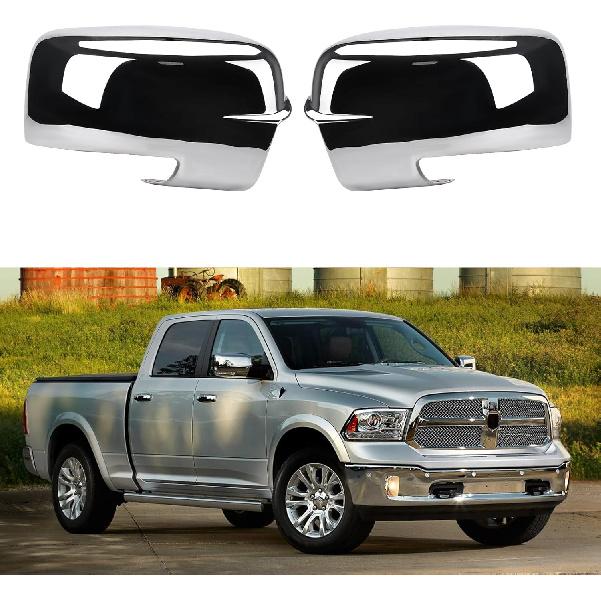 Хромированные Накладки на Зеркала Бокового Вида Совместимы с 2009-2018 Dodge Ram 1500 И -2024 RAM 1500 Classic С Вырезами под Поворотники (Хром-С вырезами)