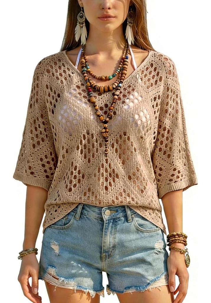 2026 Women's Summer Cardigan: Round Neck, Casual, Comfortable, Hollow Design, European & American Trend