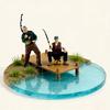 Художественная миниатюрная фигурка рыбака в масштабе 1/64, смола, привлекательная мини-сцена рыбалки, смоляное украшение для декоративного использования, подарок