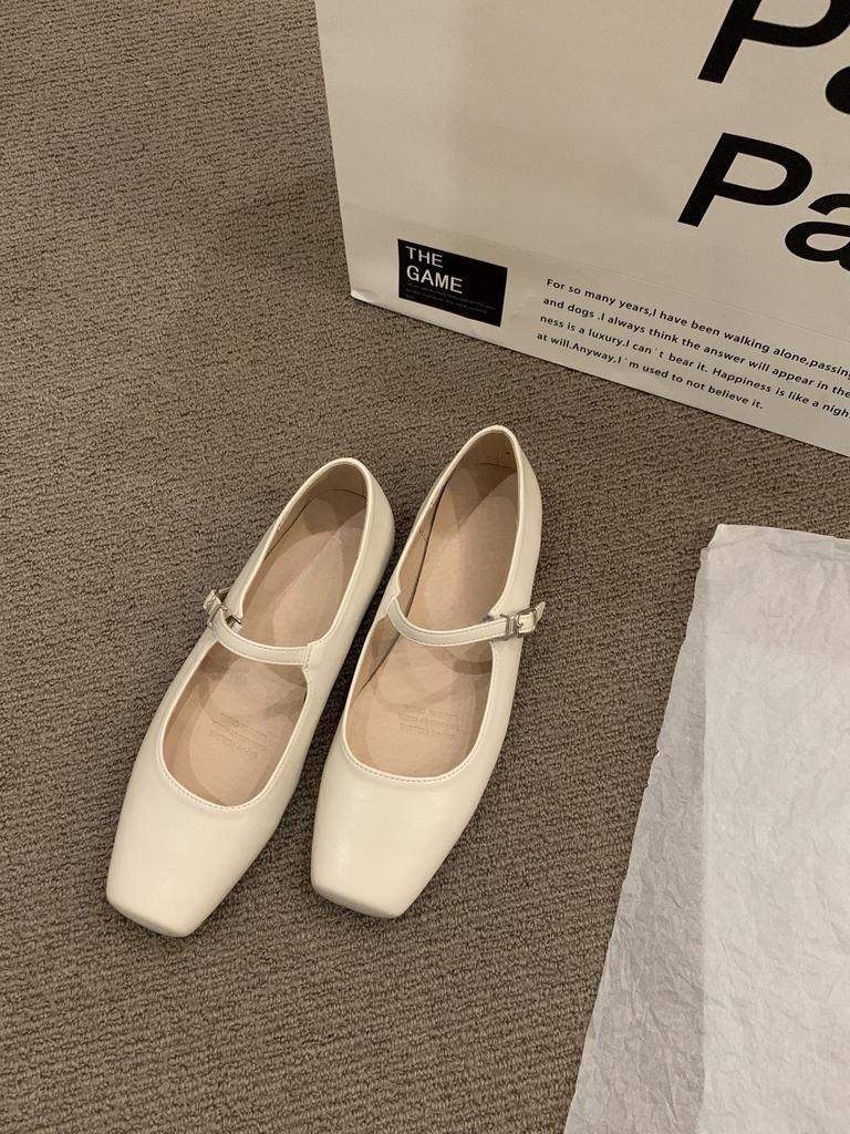 Ретро квадратный носок, неглубокий вырез, туфли-лодочки, женские 2024 новые весна-осень, корейская версия, нежный сказочный стиль, толстый каблук, туфли Мэри Джейн