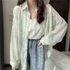 Women's Thin Sunscreen Chiffon Shirt In Summer Korean Style Lazy Hong Kong Style Long-sleeved Shirt Casual Loose and Versatile Top