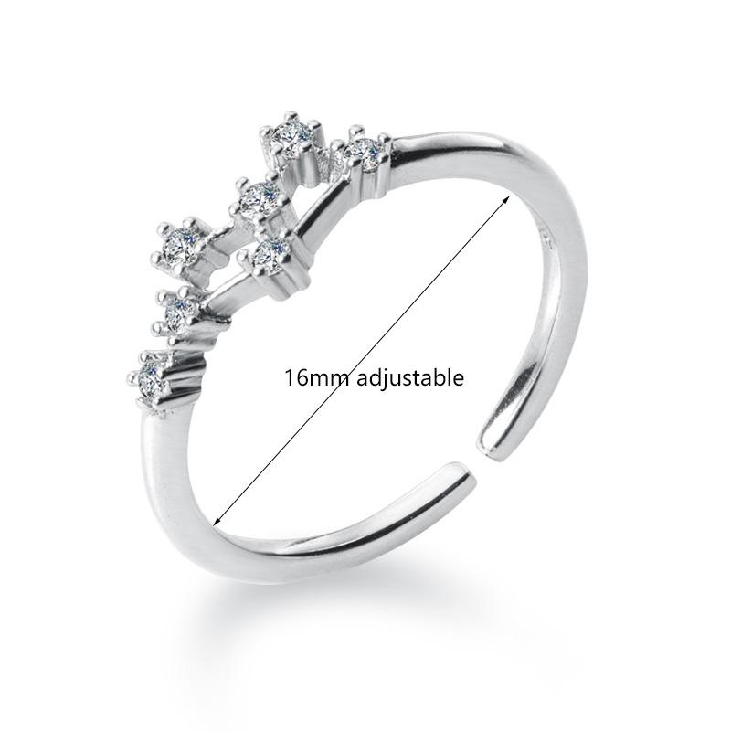 ANENJERY 12 колец созвездия для женщин с кубическим цирконом, регулируемые кольца зодиака, ювелирные изделия, подарки S-R769