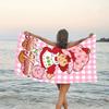 1pc Princess Strawberry Beach Towel with Custom Name, Beach and Seaside Swimming Pool Equipment, Fashion Pattern, Rectangular, Travel Essential