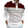 Men Fashion Spring Autumn Casual Long Sleev Zipper Polo Shirt , Men Spell Color Golf Polo Shirt Tops .