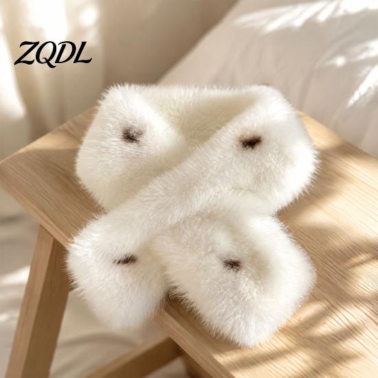 Cold Weather Thermal Wrap Faux Fur Collar Scarf for Women, Plush Neck Warmer Scarf, Fluffy Soft Velvet Scarves, Thanksgiving Christmas Fashion