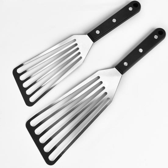 Лопатка для жарки рыбы, лопатка для блинов, кухонная лопатка из нержавеющей стали с нескользящей ручкой