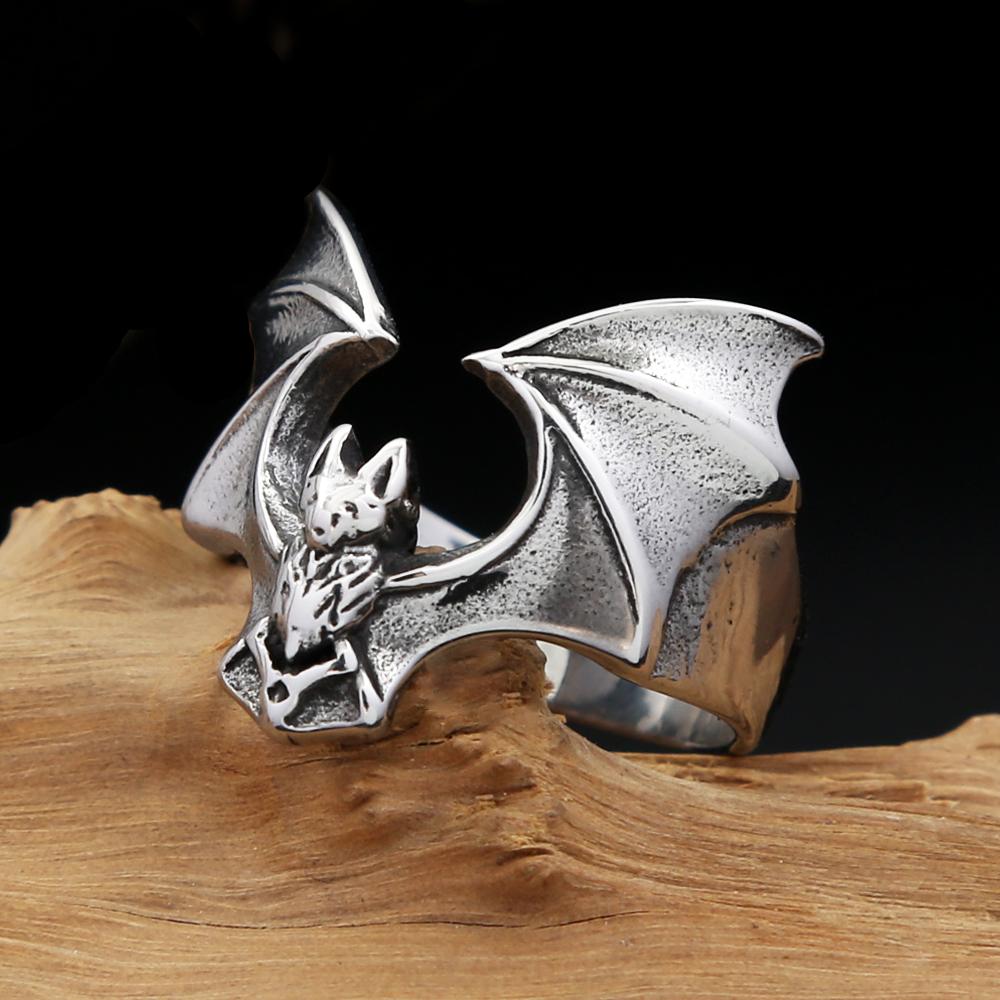 Винтажные Панк 316L Нержавеющая Сталь Милые Кольца Летучая Мышь Для Мужчин Женщин Байкерское Животное Кольцо Креативное Вечеринка Амулет Украшения