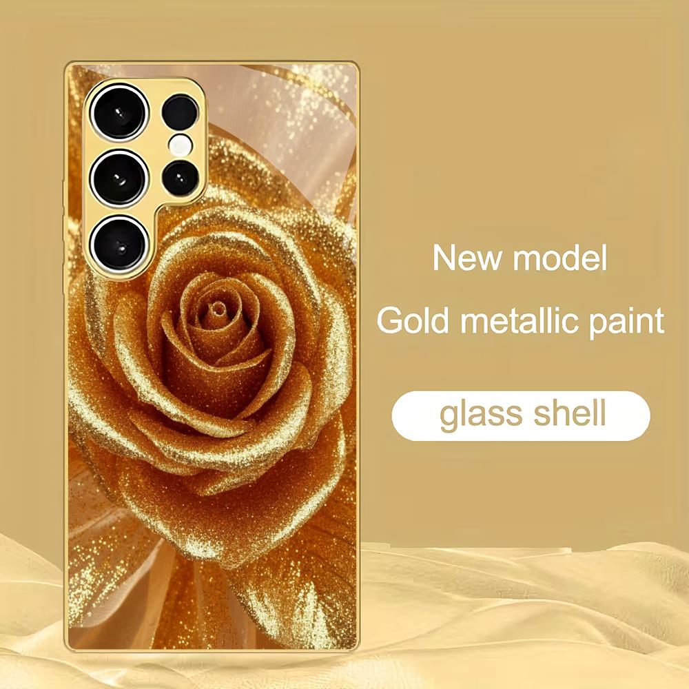 Стеклянный чехол для телефона с покрытием Rose Gold, подходит для Samsung Galaxy S26 S25 S24 S23 S22 S20 FE/Ultra/Plus 5G, противоударная задняя крышка