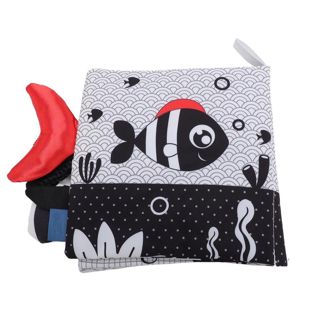Soft Cloth Baby Book White and Black Stereo Shape Multifunctional Toddler Tail Cloth Book for Early