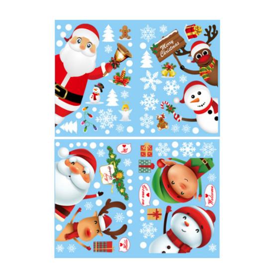 2/4 Pcs Christmas Stickers Santa Claus Snowflake Reindeer Xmas Decals Waterproof Festive Decor Stickers for Windows Glass